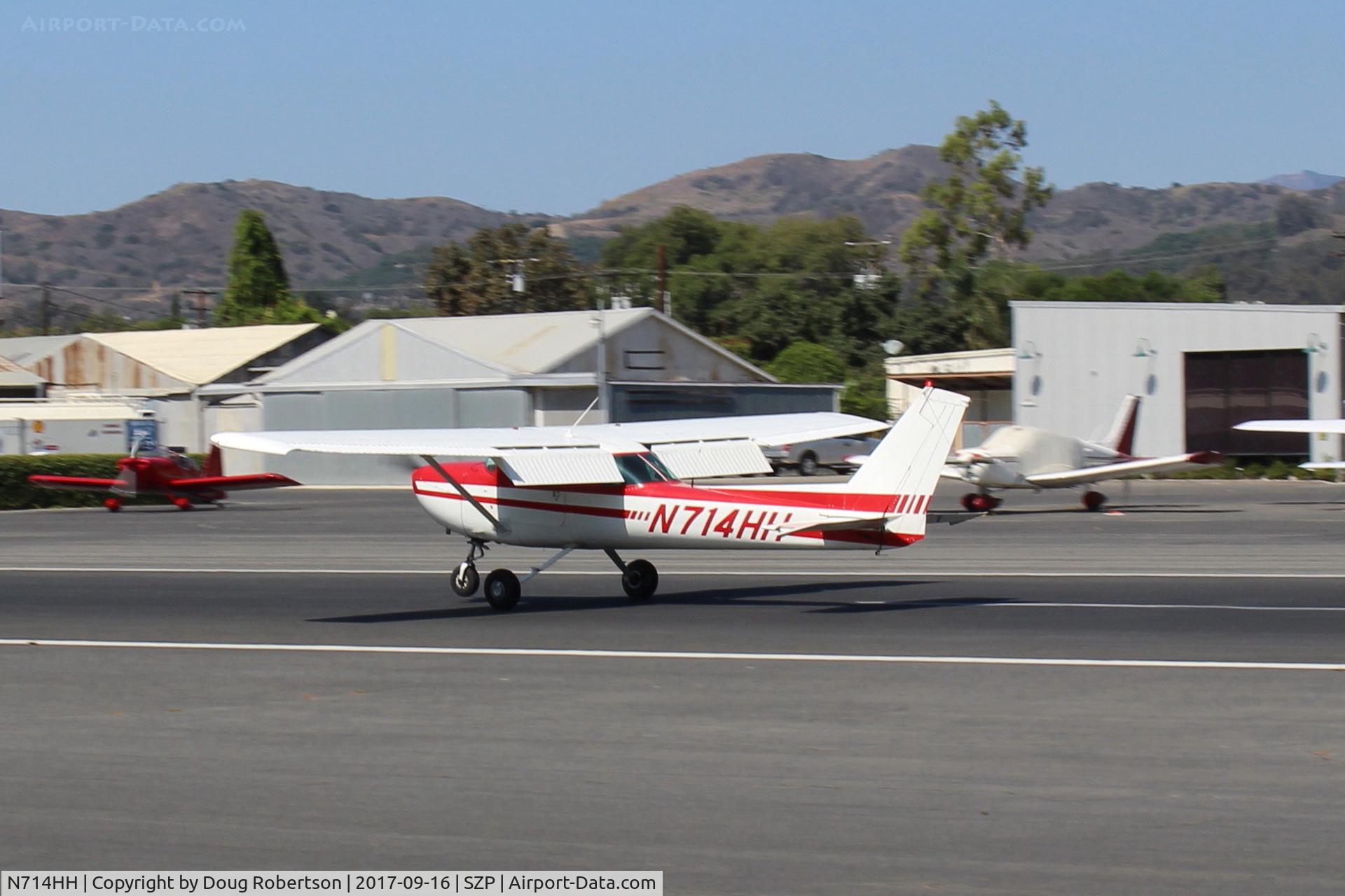 N714HH, 1977 Cessna 150M C/N 15079185, 1977 Cessna 150M, Continental O-200 100 Hp, landing roll Rwy 22