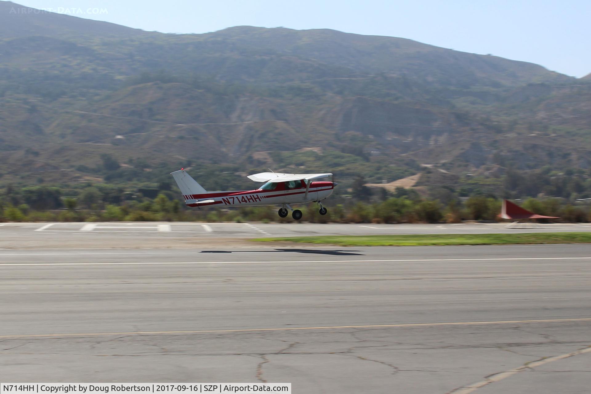 N714HH, 1977 Cessna 150M C/N 15079185, 1977 Cessna 150M, Continental O-200 100 Hp, lift-off climb Rwy 22