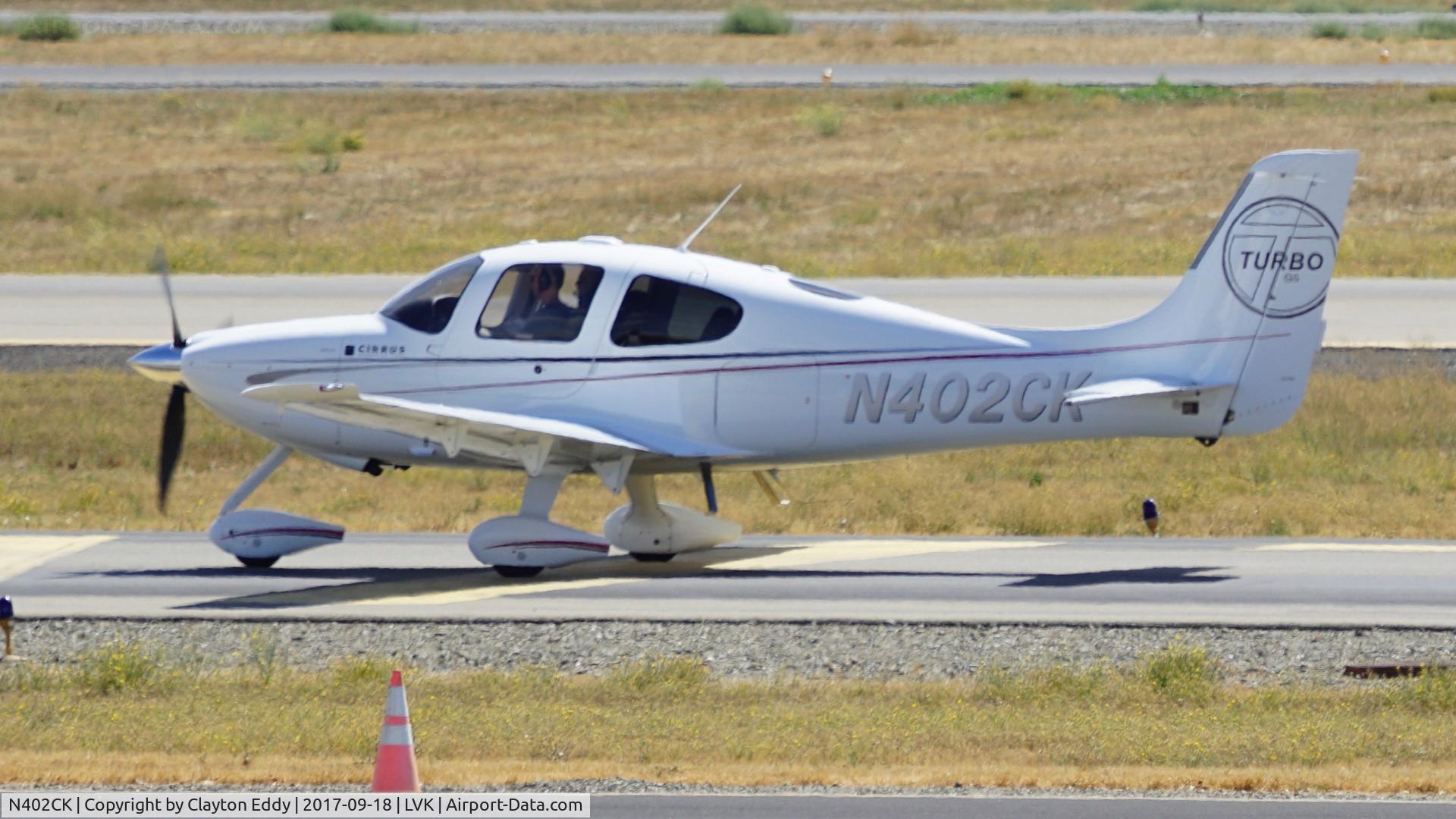 N402CK, Cirrus SR22T C/N 3404, Livermore Airport California. 2017.