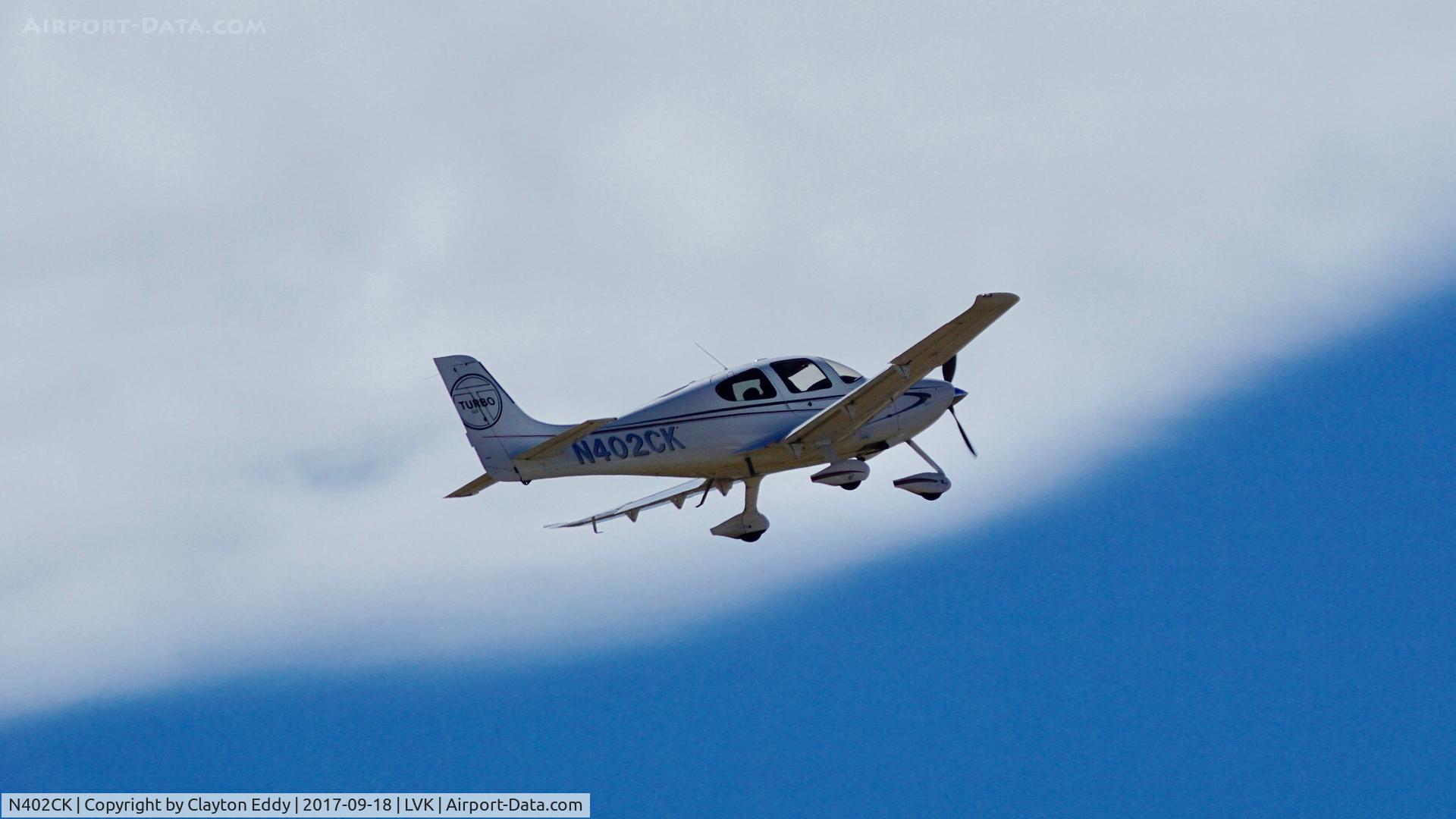 N402CK, Cirrus SR22T C/N 3404, Livermore Airport California. 2017.