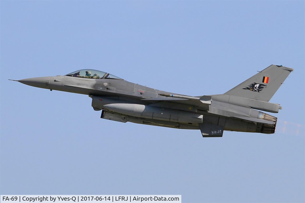 FA-69, 1983 SABCA F-16AM Fighting Falcon C/N 6H-69, SABCA F-16AM Fighting Falcon, Take off rwy 26, Landivisiau Naval Air Base (LFRJ) Tiger Meet 2017