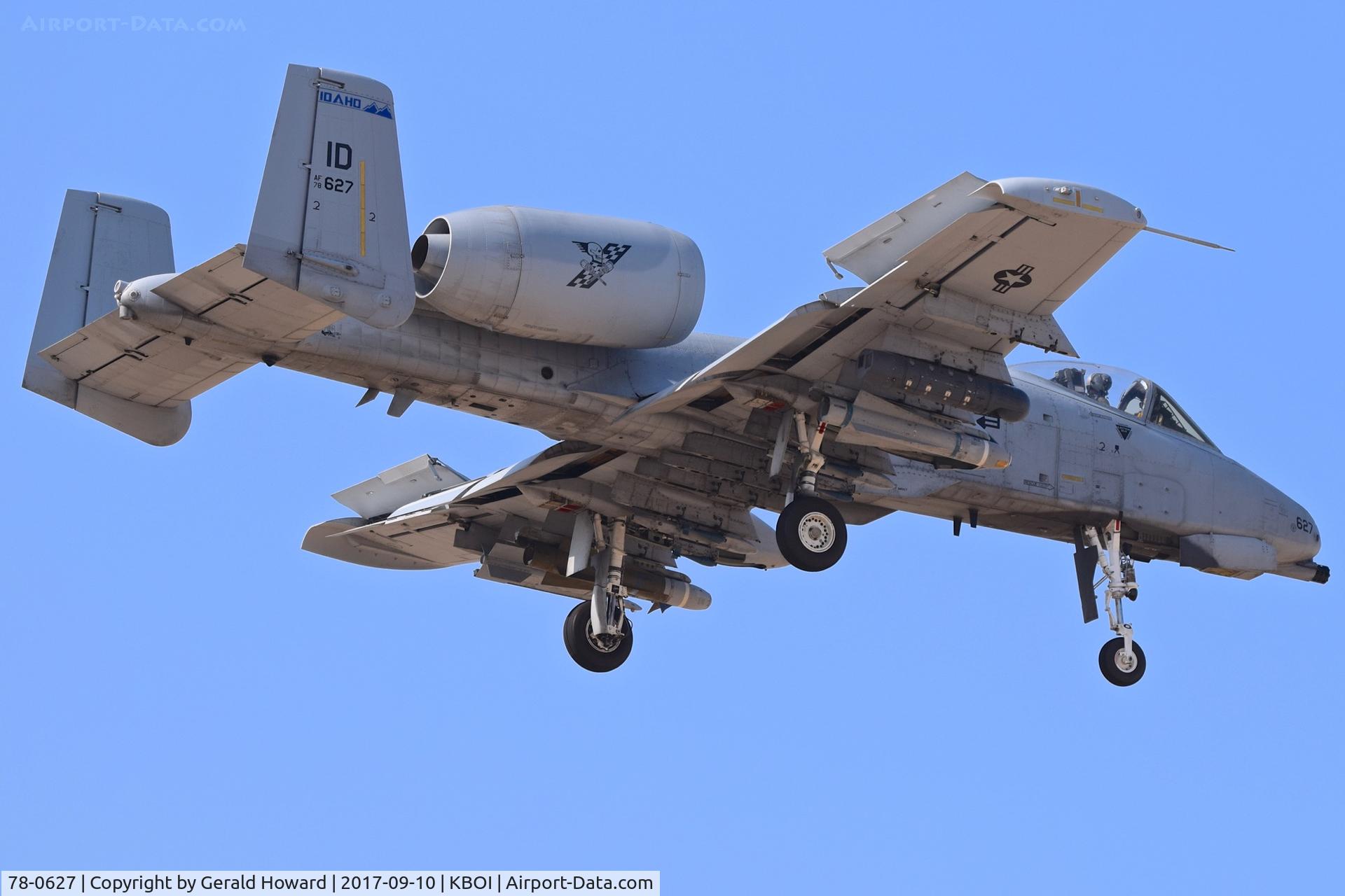 78-0627, 1978 Fairchild Republic A-10C Thunderbolt II C/N A10-0247, Landing RWY 28L. 190th Fighter Sq., 124th Fighter Wing, Idaho ANG.
