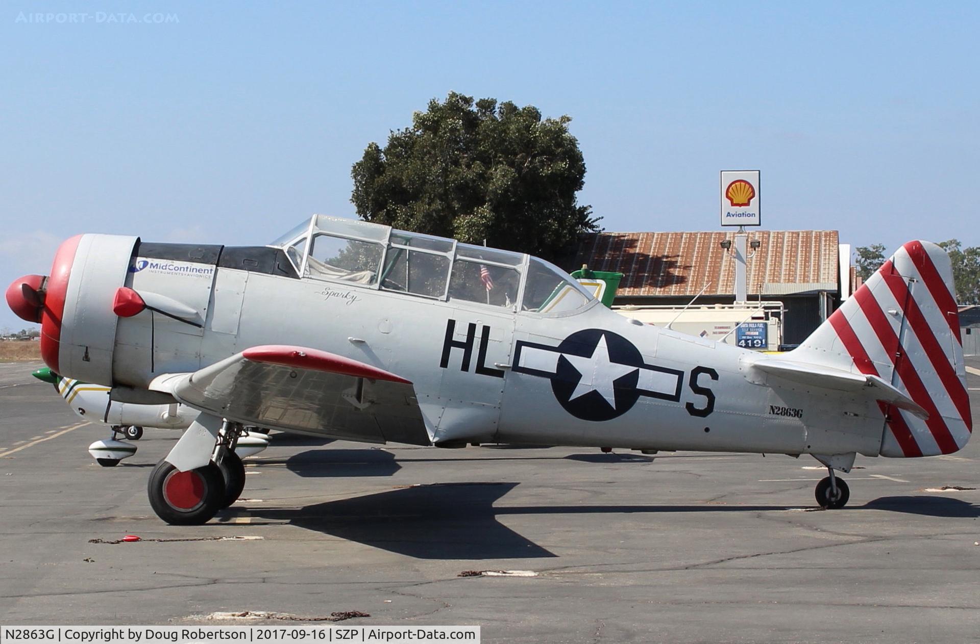 N2863G, 1958 North American SNJ-6 Texan C/N 121-43131, 1958 North American SNJ-6 TEXAN 'SPARKY', P&W R-1340 WASP 600 Hp radial, of the Condor Squadron