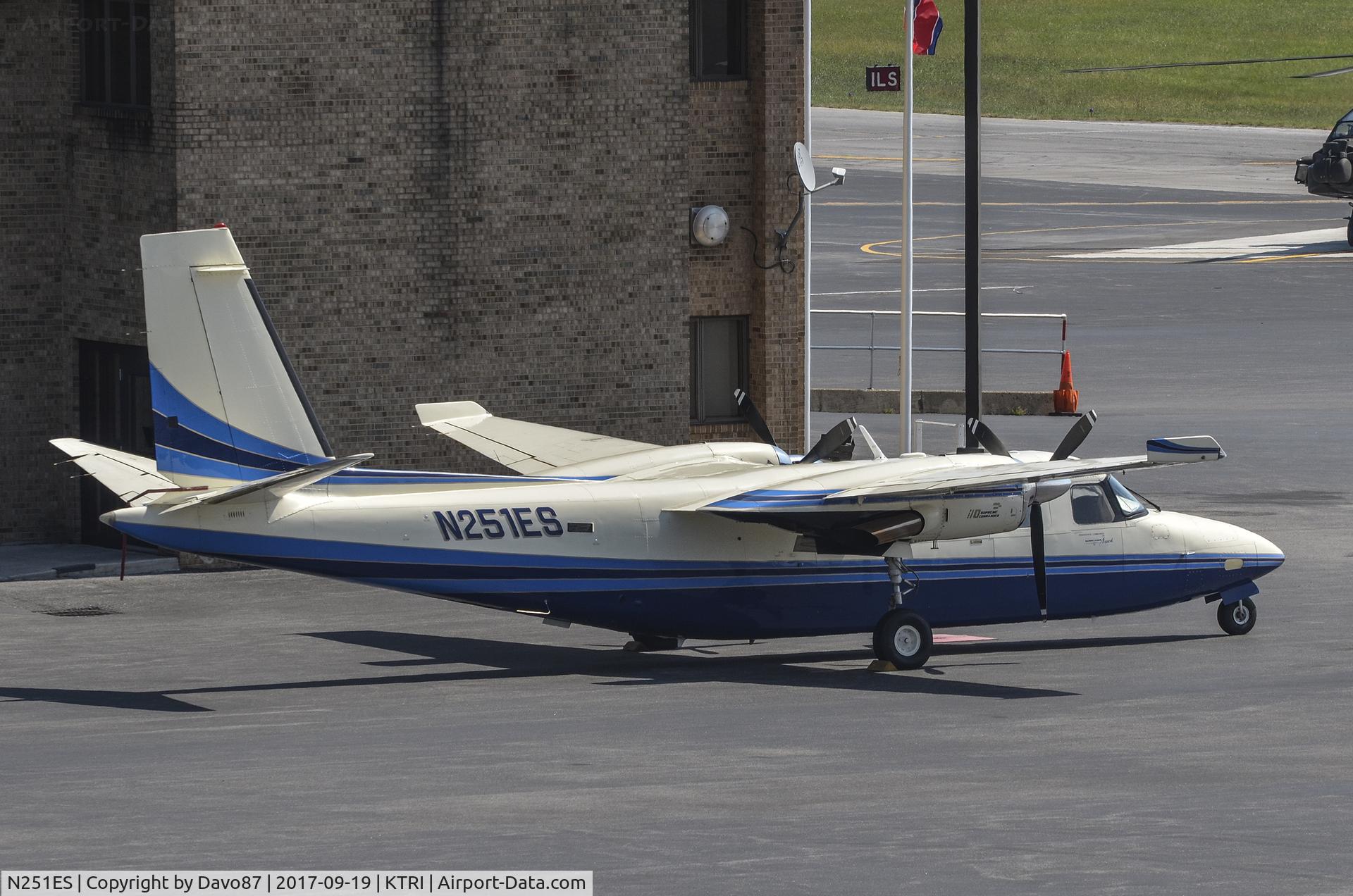 N251ES, 1975 Rockwell International 690A Turbo Commander C/N 11251, Parked at Tri-Cities Airport.