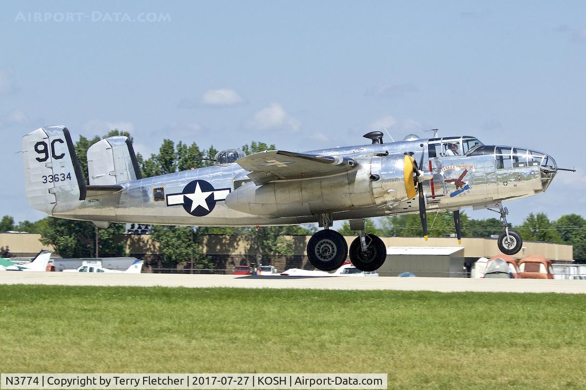 N3774, 1943 North American B-25D Mitchell C/N 100-23960, At 2017 EAA AirVenture at Oshkosh
