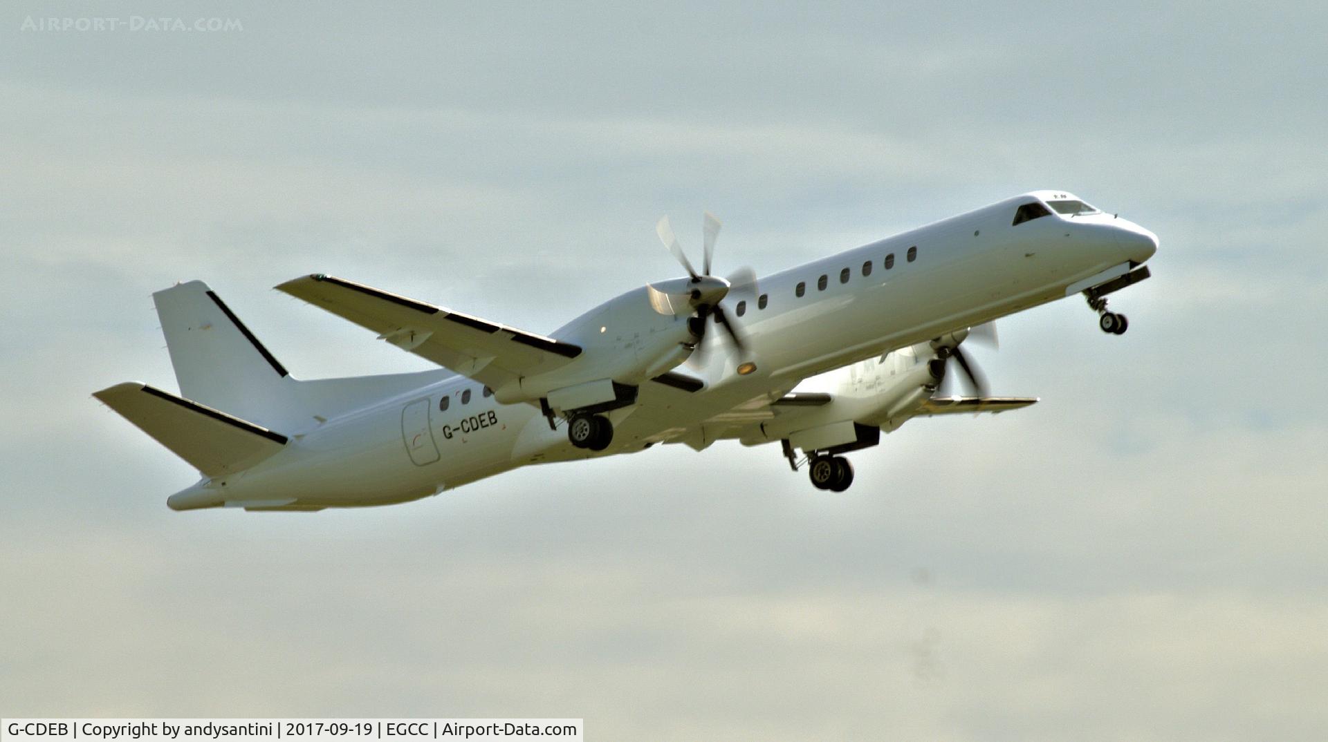 G-CDEB, 1996 Saab 2000 C/N 2000-036, just taken off from man egcc uk  [photo taken by my self]