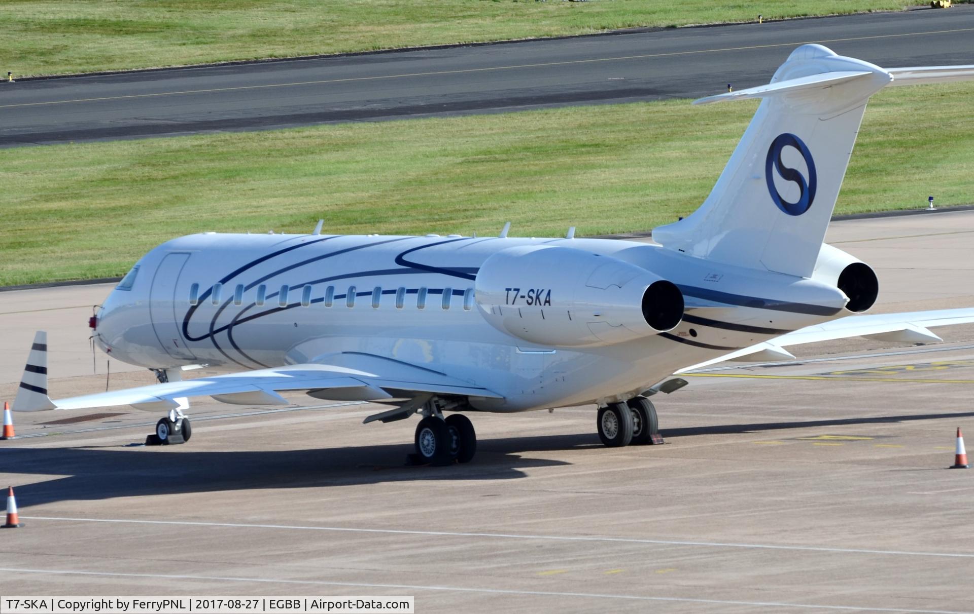 T7-SKA, 2008 Bombardier BD-700-1A10 Global Express XRS C/N 9332, Glex parked in BHX