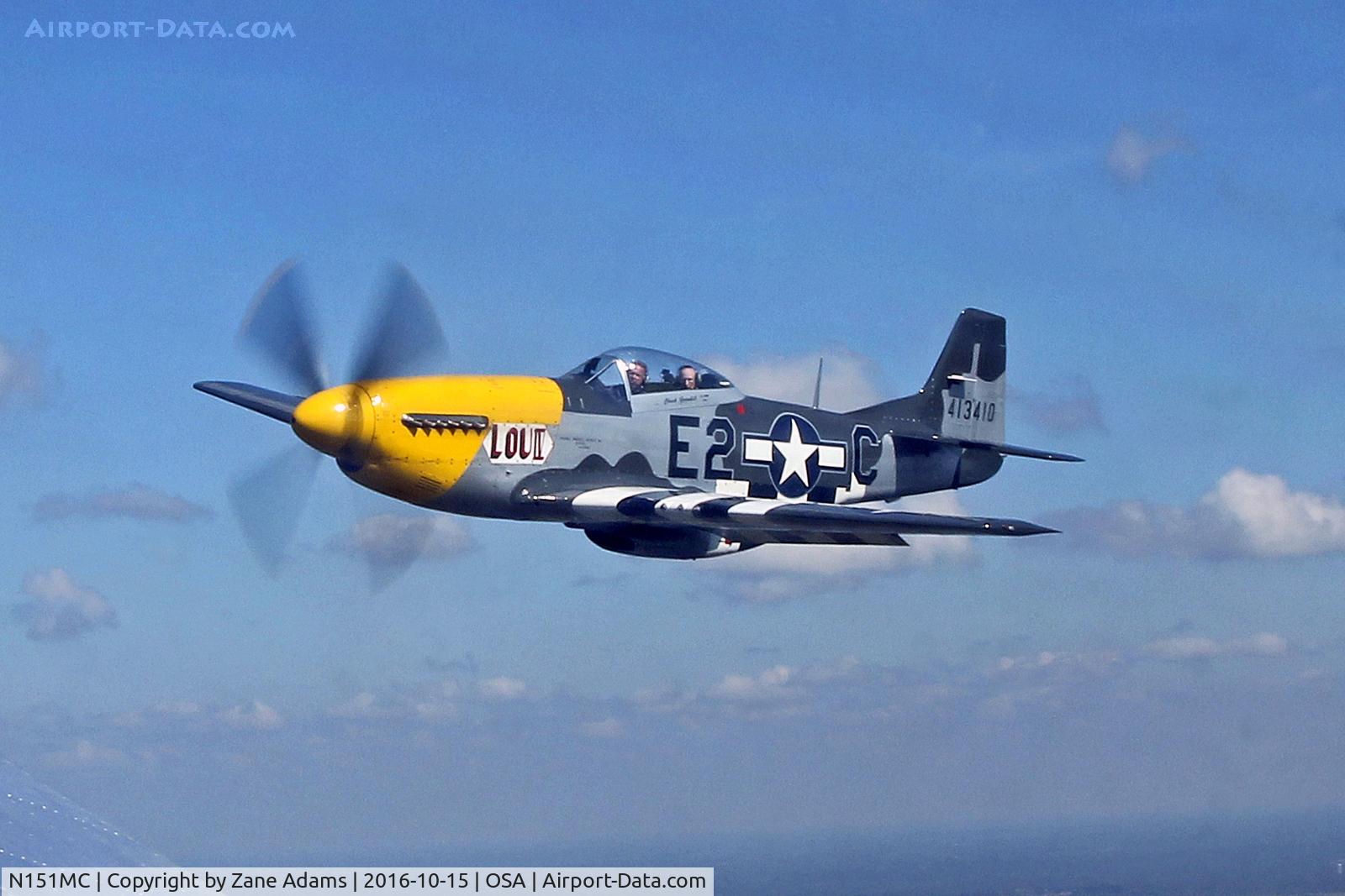 N151MC, 1968 North American F-51D Mustang Mustang C/N AF6722581, Flying over the Mid America Flight Museum