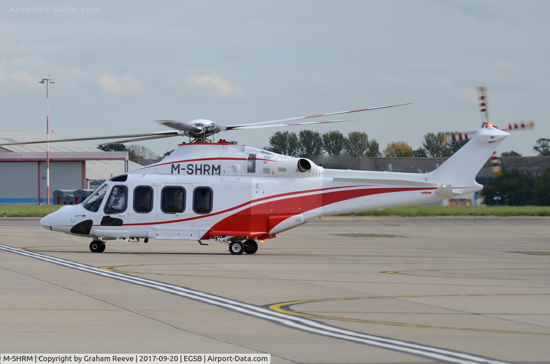 M-SHRM, AgustaWestland AW 139 C/N 31716, Departing from Norwich.