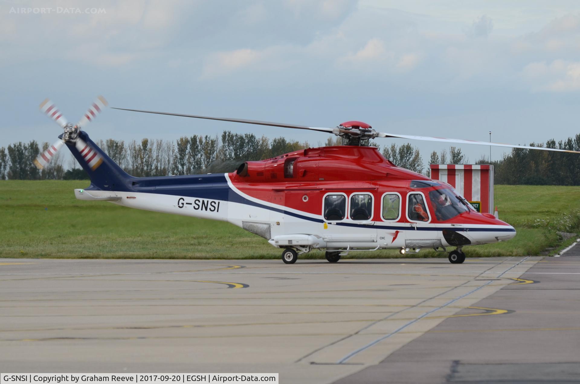 G-SNSI, 2013 AgustaWestland AW-139 C/N 31479, Departing from Norwich.