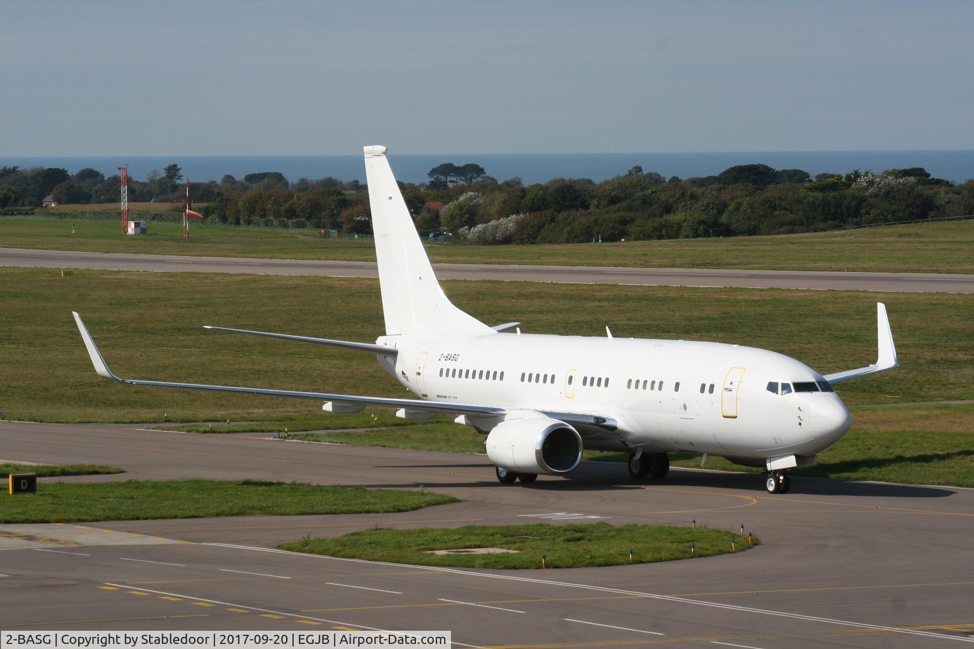 2-BASG, 2011 Boeing 737-73W C/N 40117, First visit to Guernsey following addition to 2- register.