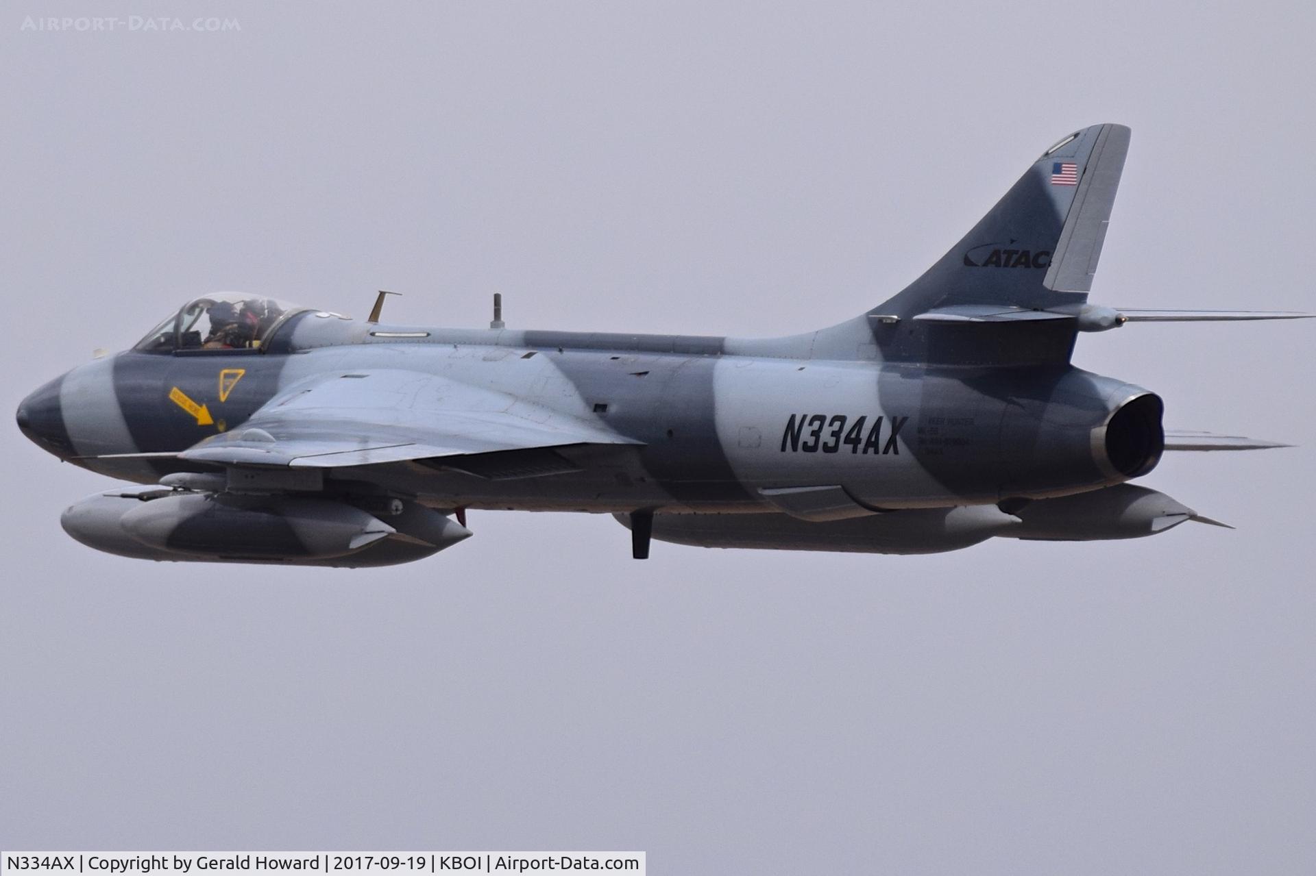 N334AX, Hawker Hunter F.58 C/N 41H-679904, Departing BOI.