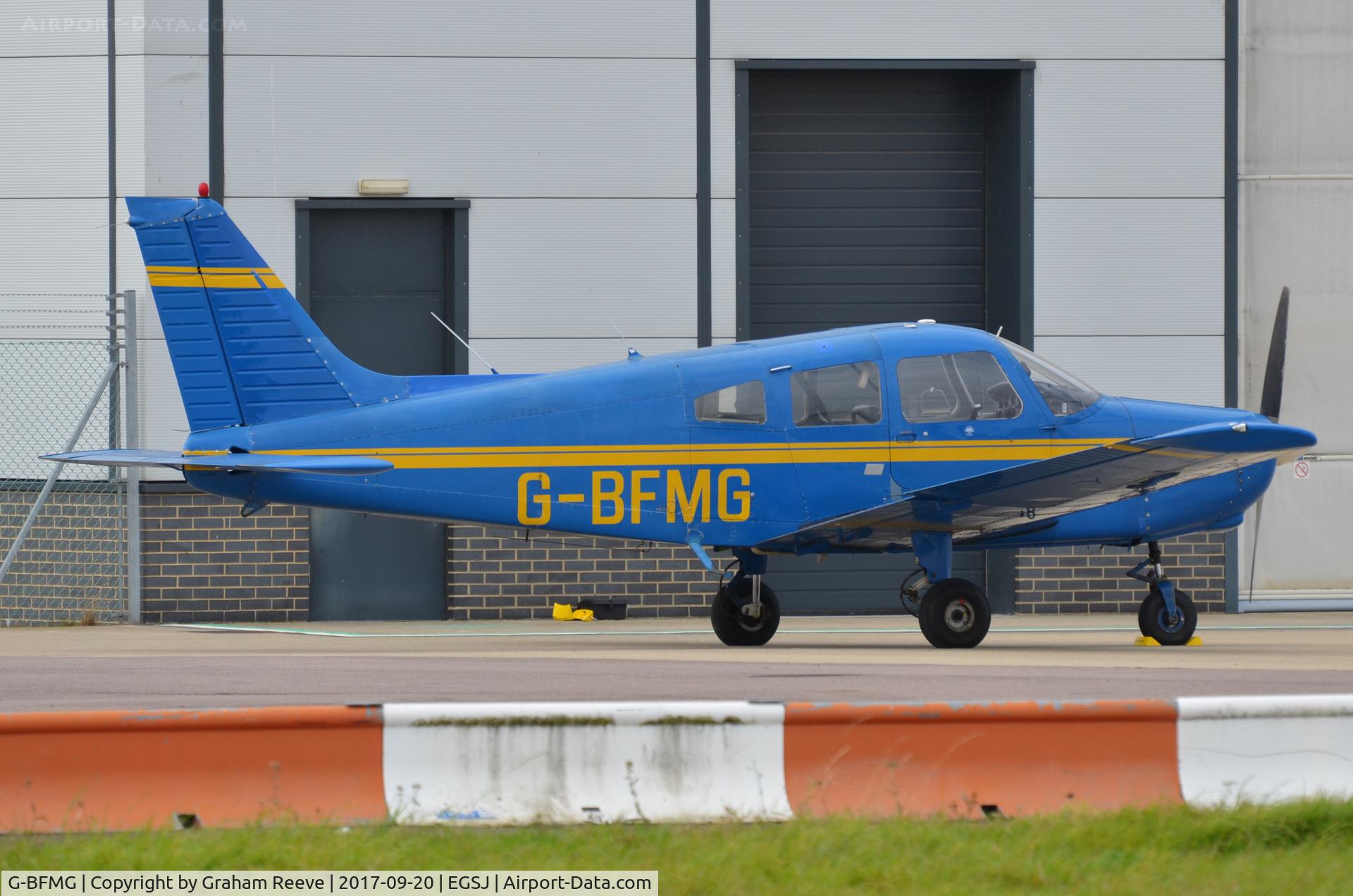 G-BFMG, 1977 Piper PA-28-161 Cherokee Warrior II C/N 28-7716160, Parked at Norwich.