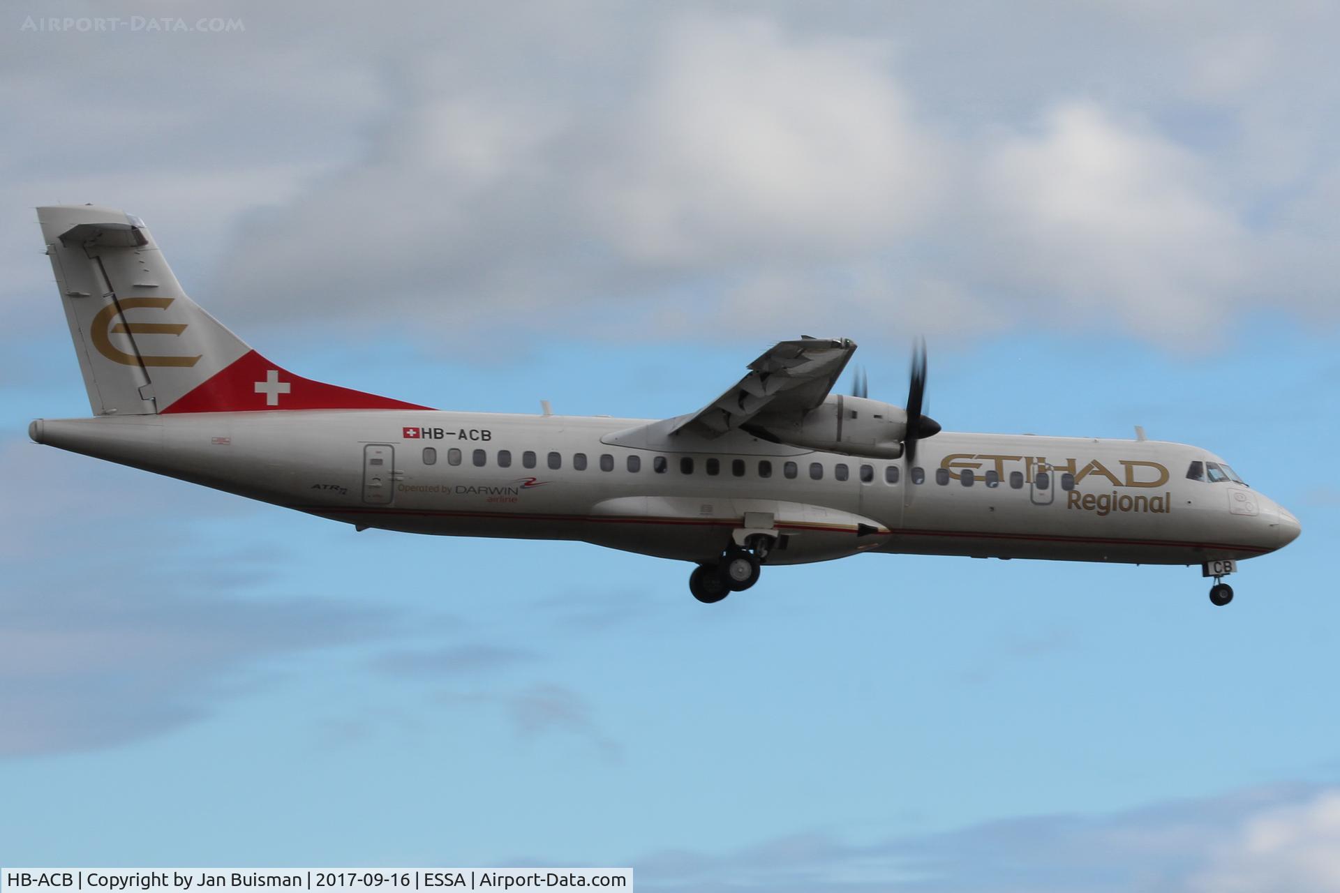 HB-ACB, 2001 ATR 72-212A (500) C/N 662, Etihad Regional