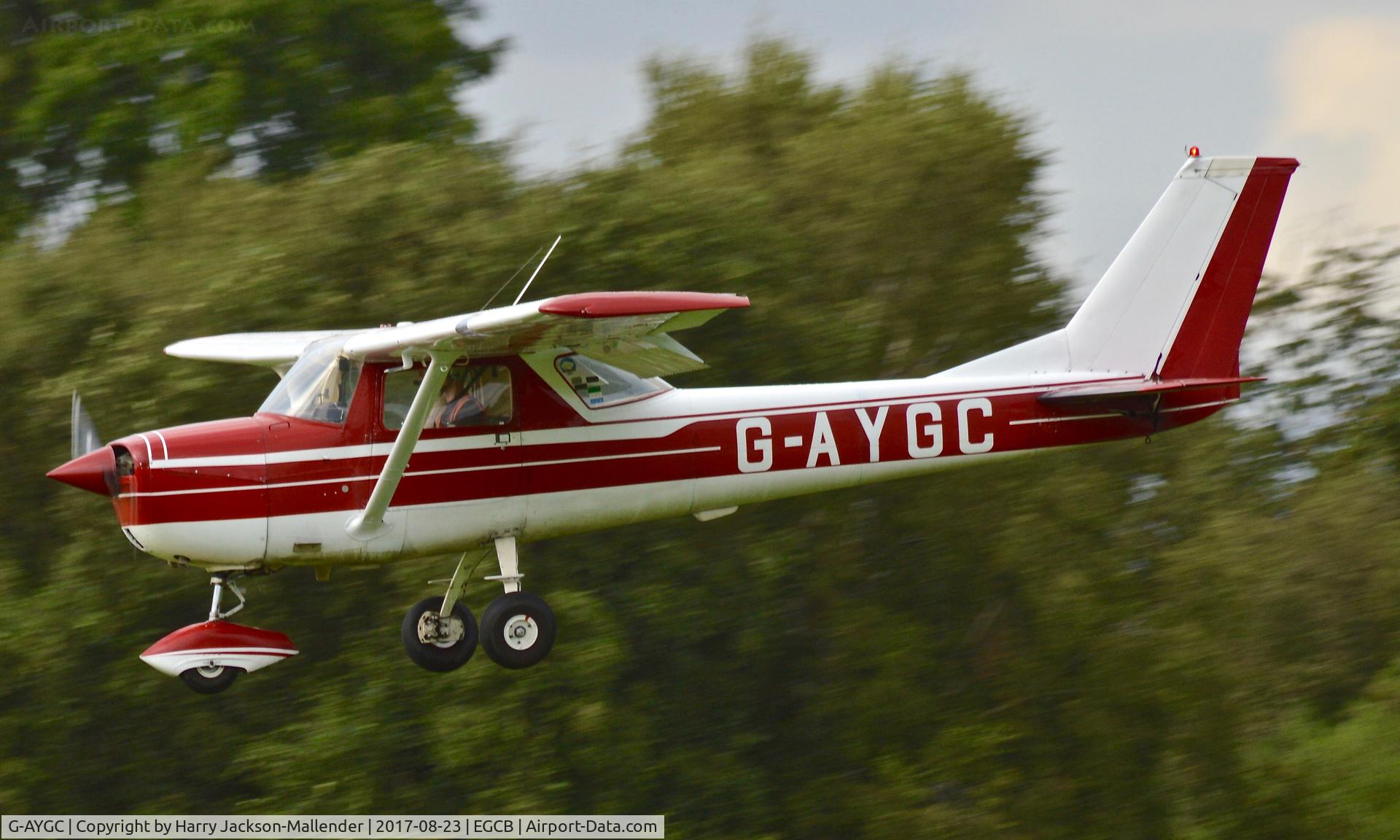 G-AYGC, 1970 Reims F150K C/N 0556, G-AYGC landing at Barton Aerodrome