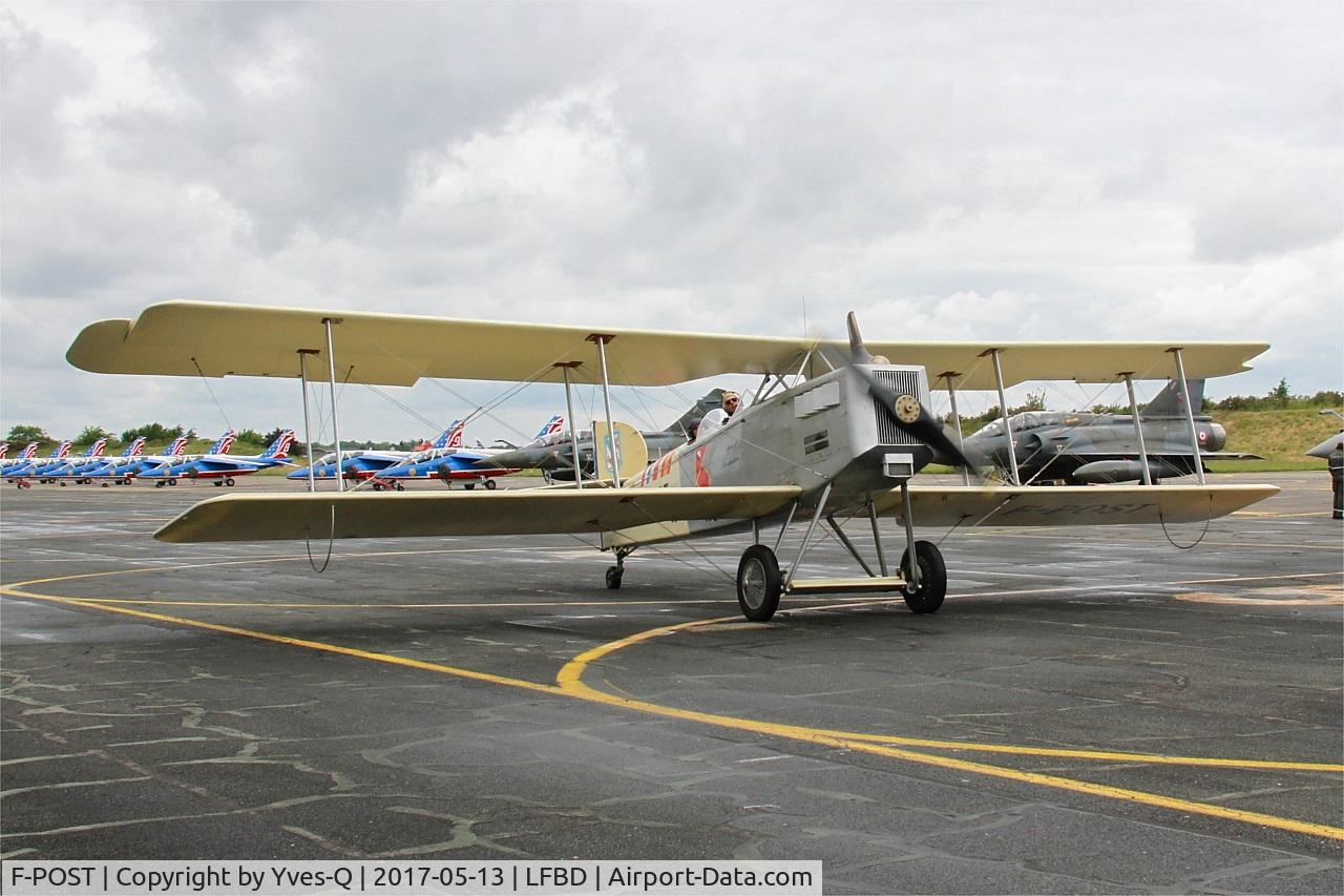F-POST, Breguet 14P Replica C/N 150AB, Breguet 14P Replica, Taxiing to parking area, Bordeaux-Mérignac airport (LFBD-BOD) Open day 2017