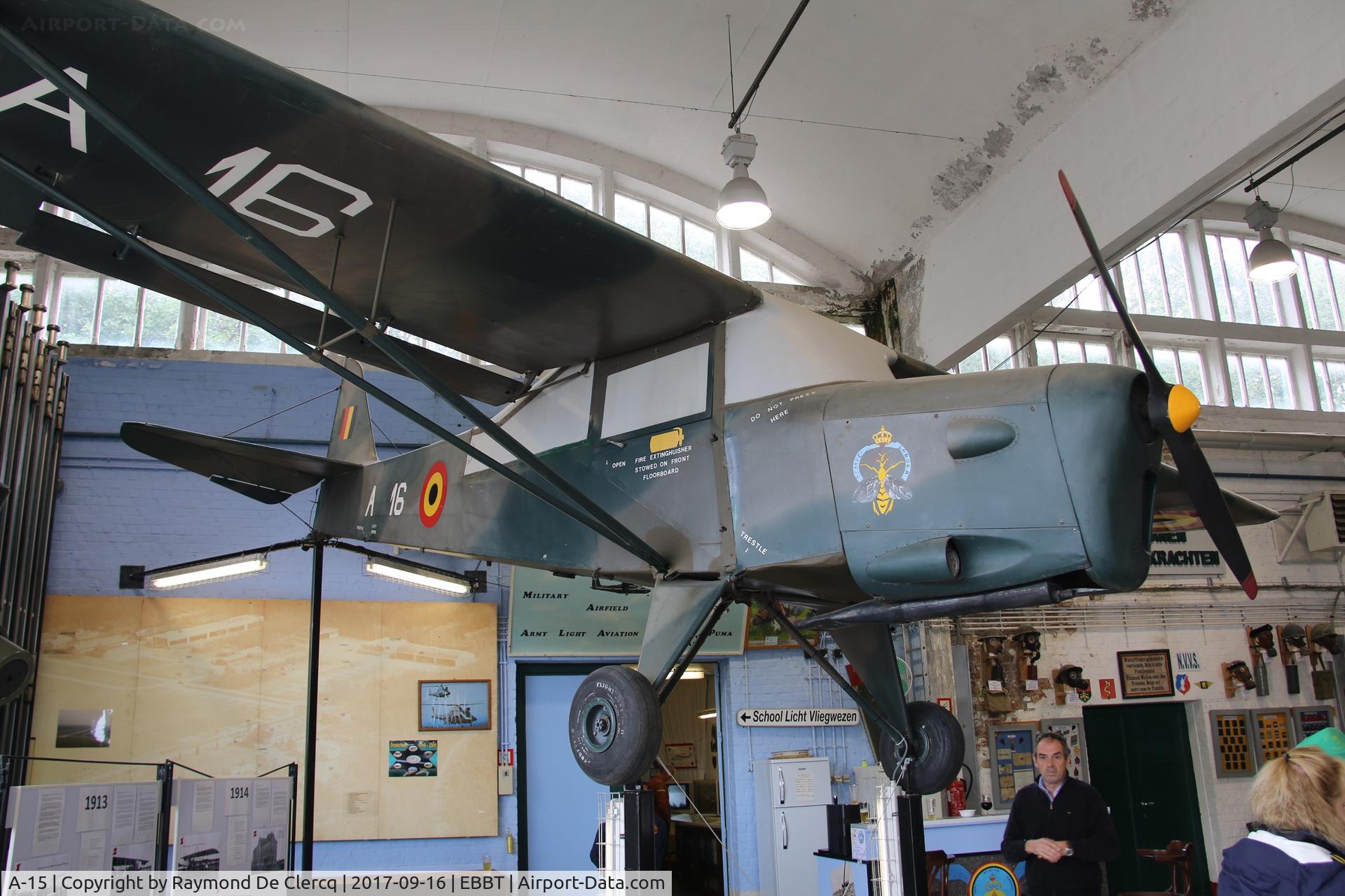 A-15, Auster AOP.6 C/N 2834, Auster A-15 preserved at Artillerymuseum Gunfire  Brasschaat with fake registration A-16.