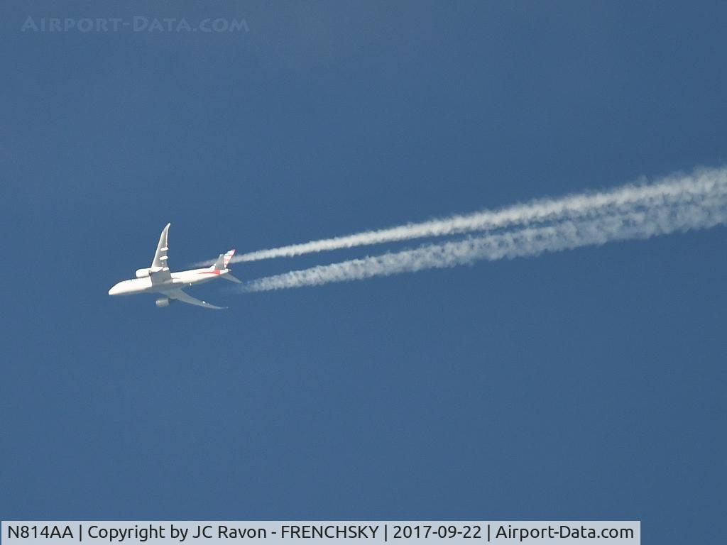 N814AA, 2016 Boeing 787-8 Dreamliner C/N 40632, AA41 /AAL41 BARCELONA to CHICAGO, level 380 above Bordeaux city