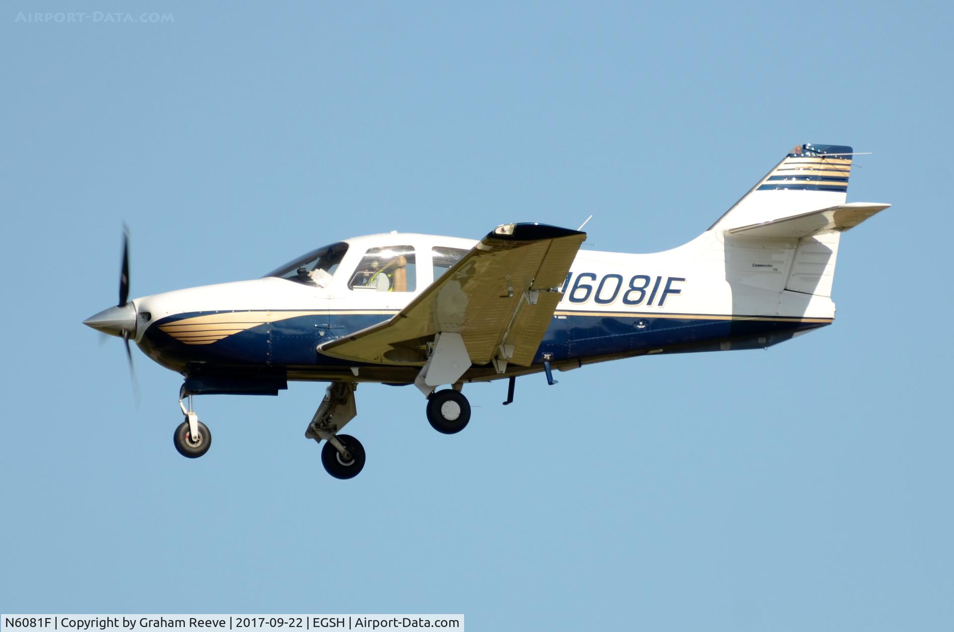 N6081F, 2001 Rockwell Commander 114-B C/N 14681, Landing at Norwich.