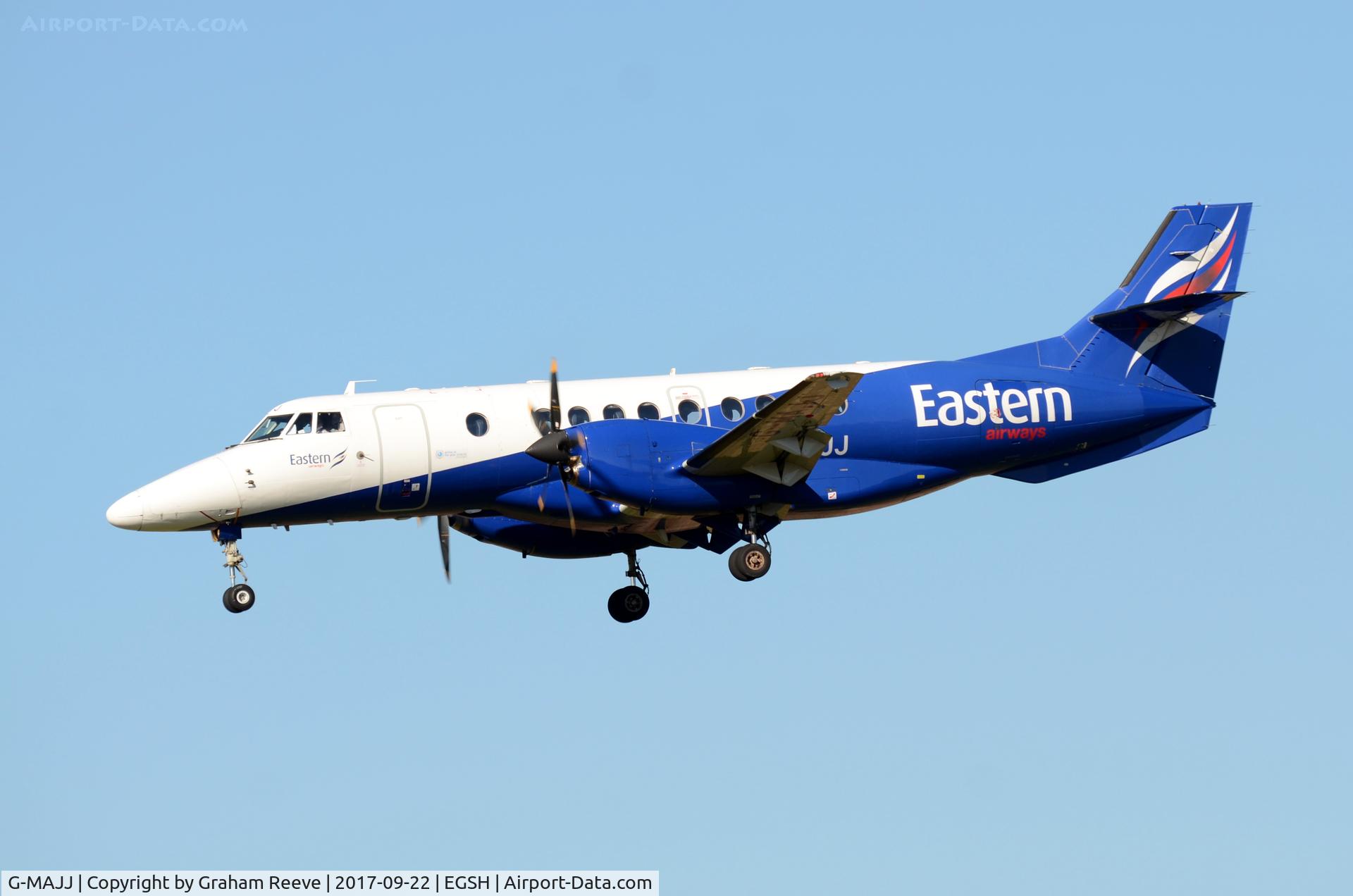 G-MAJJ, 1993 British Aerospace Jetstream 41 C/N 41024, Landing at Norwich.