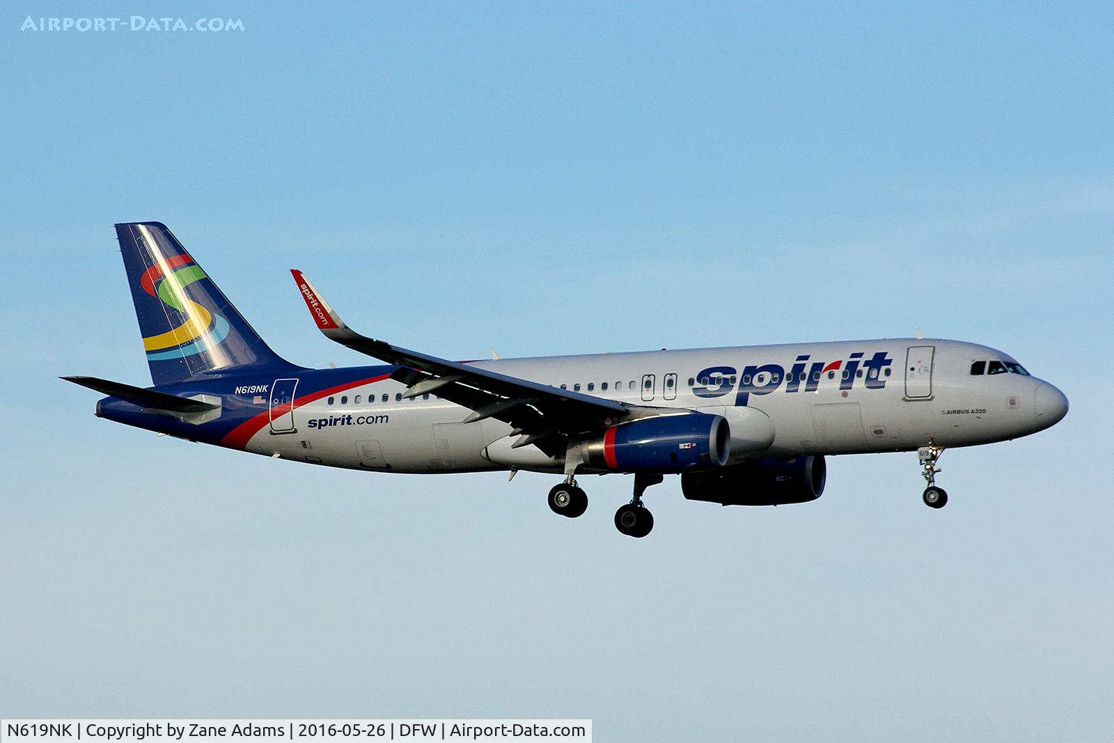 N619NK, 2013 Airbus A320-232 C/N 5517, Arriving at DFW Airport