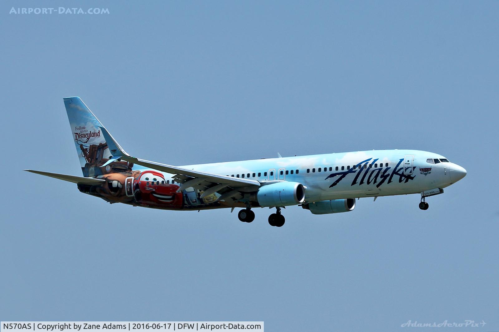 N570AS, 2007 Boeing 737-890 C/N 35185, Arriving at DFW Airport