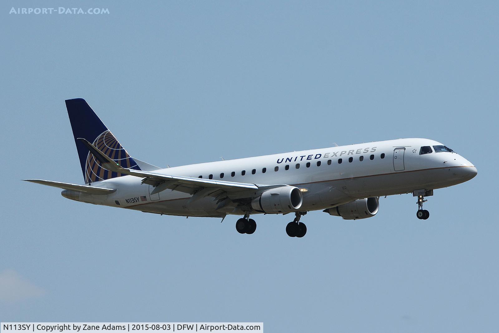 N113SY, 2014 Embraer 175LR (ERJ-170-200LR) C/N 17000407, Arriving at DFW Airport