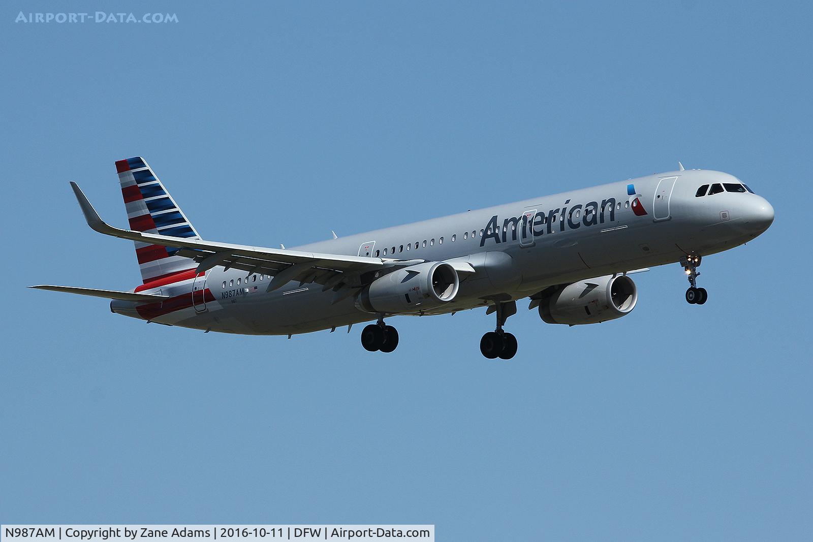 N987AM, 2016 Airbus A321-231 C/N 7079, Arriving at DFW Airport