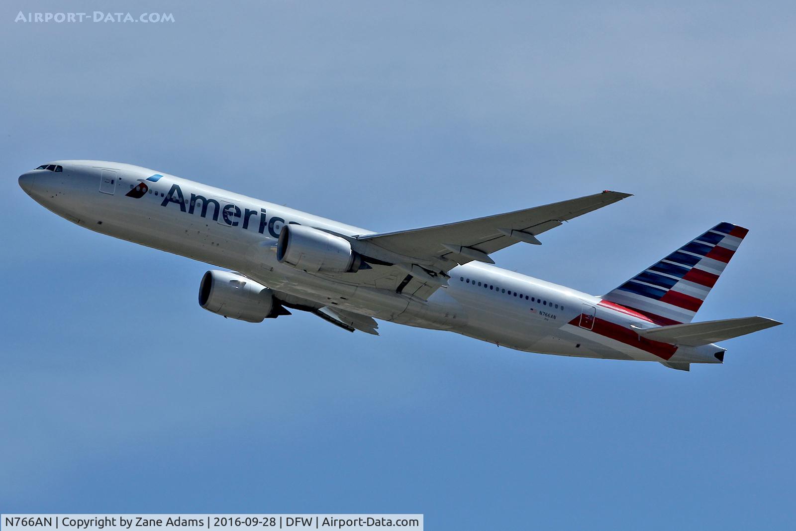 N766AN, 2003 Boeing 777-223/ER C/N 32880, Departing  DFW Airport