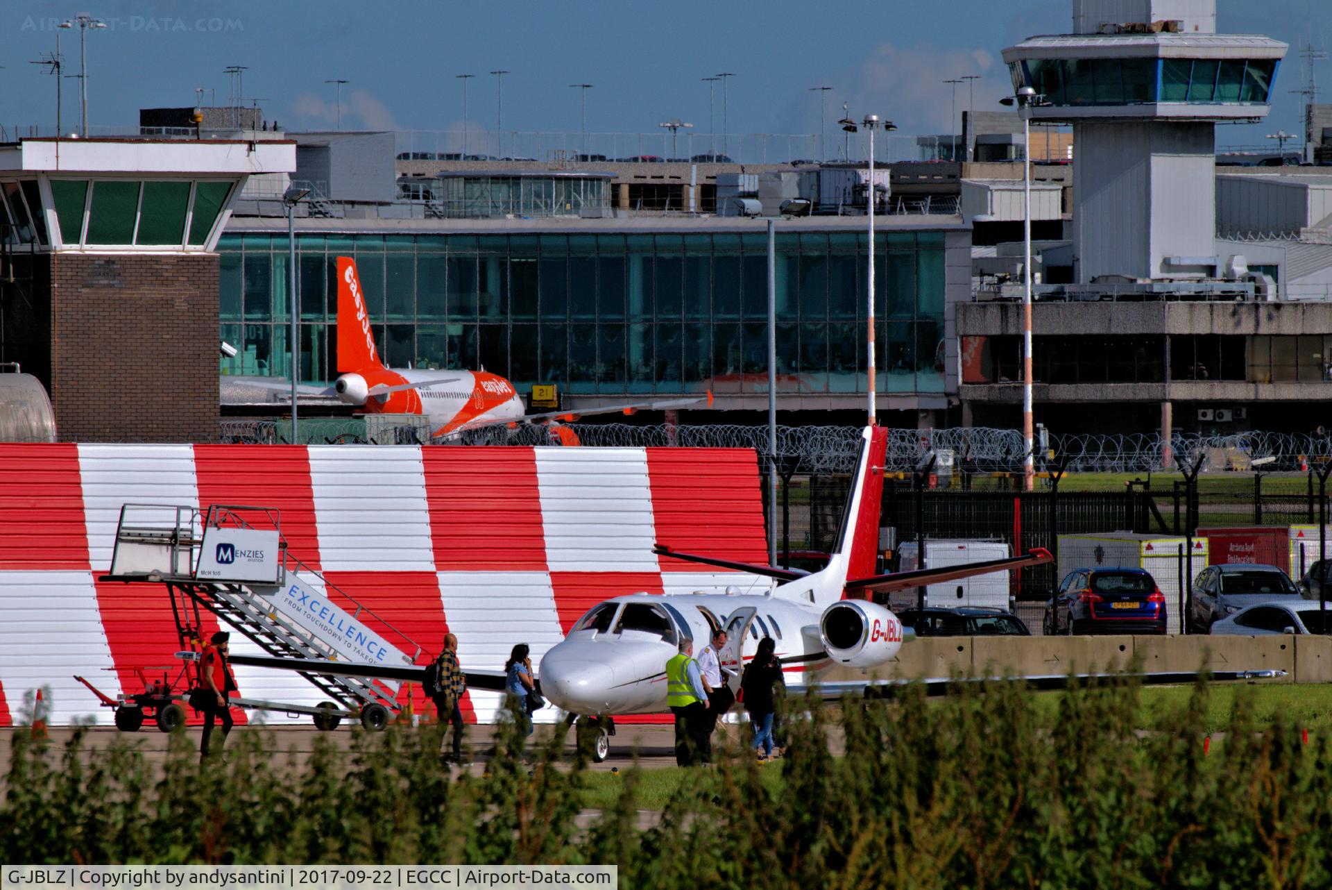 G-JBLZ, 2002 Cessna 550 Citation Bravo C/N 550-1018, parked up on the [FBO exc ramp] at man egcc uk  pax arr