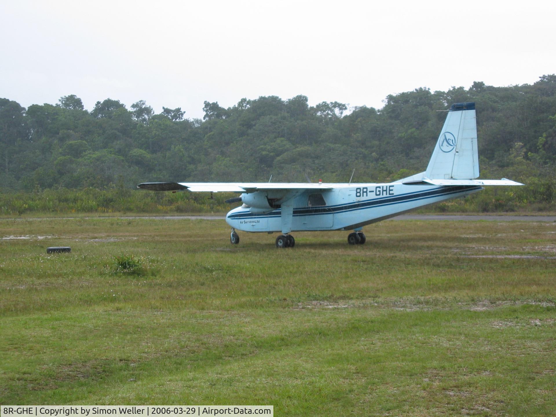8R-GHE, Britten-Norman BN-2A-6 Islander C/N 269, Picture taken at Kaieteur Falls KAI airport in Guyana