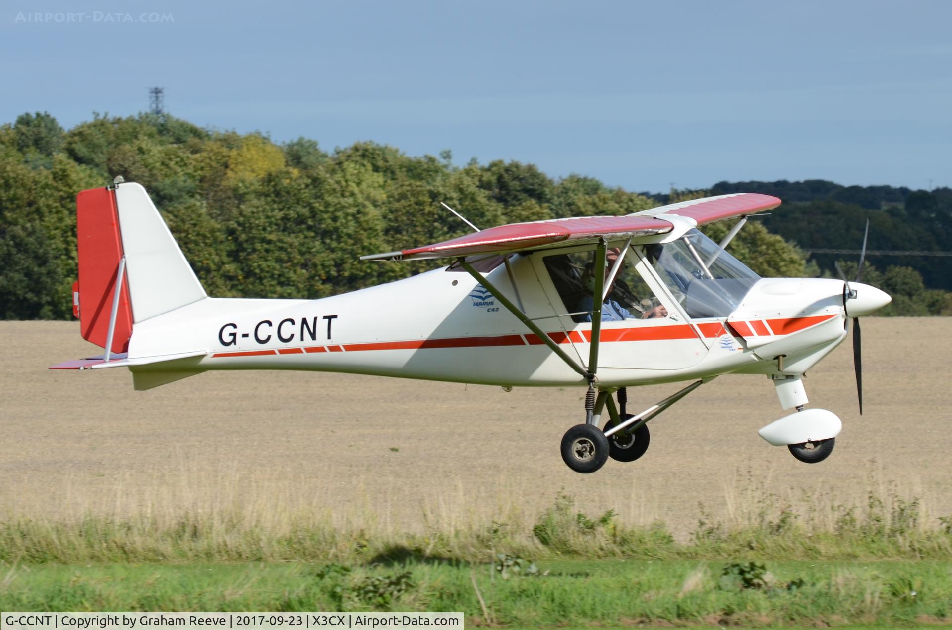G-CCNT, 2003 Comco Ikarus C42 FB80 C/N 0311-6585, Landing at Northrepps.