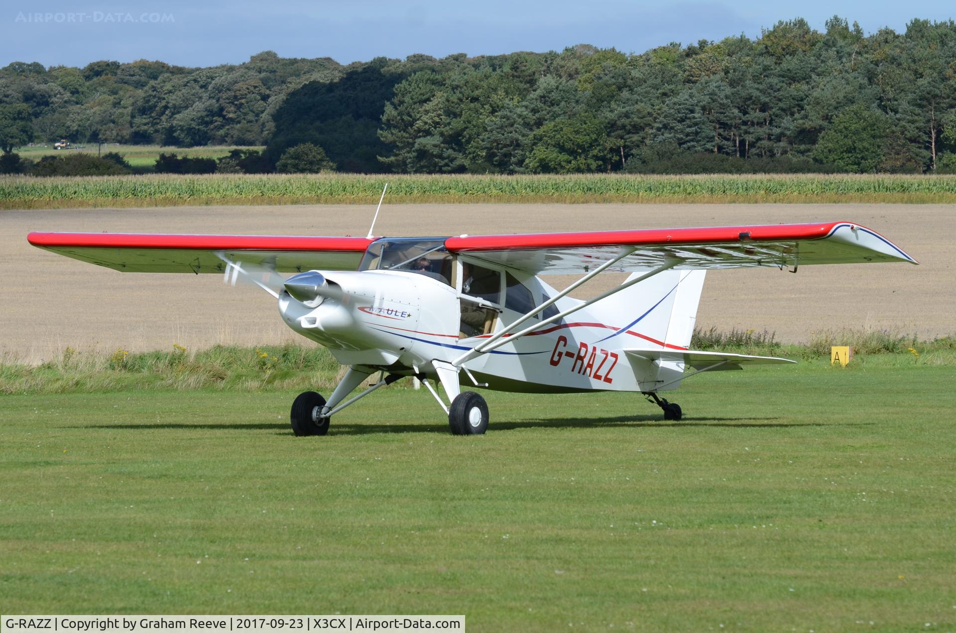 G-RAZZ, 1988 Maule MX-7-180 Star Rocket C/N 11050C, Just landed at Northrepps.
