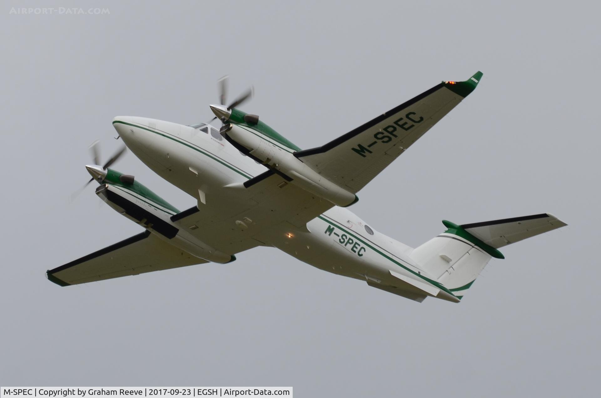 M-SPEC, 2014 Beech Super King Air 350i C/N FL-970, Departing from Norwich.