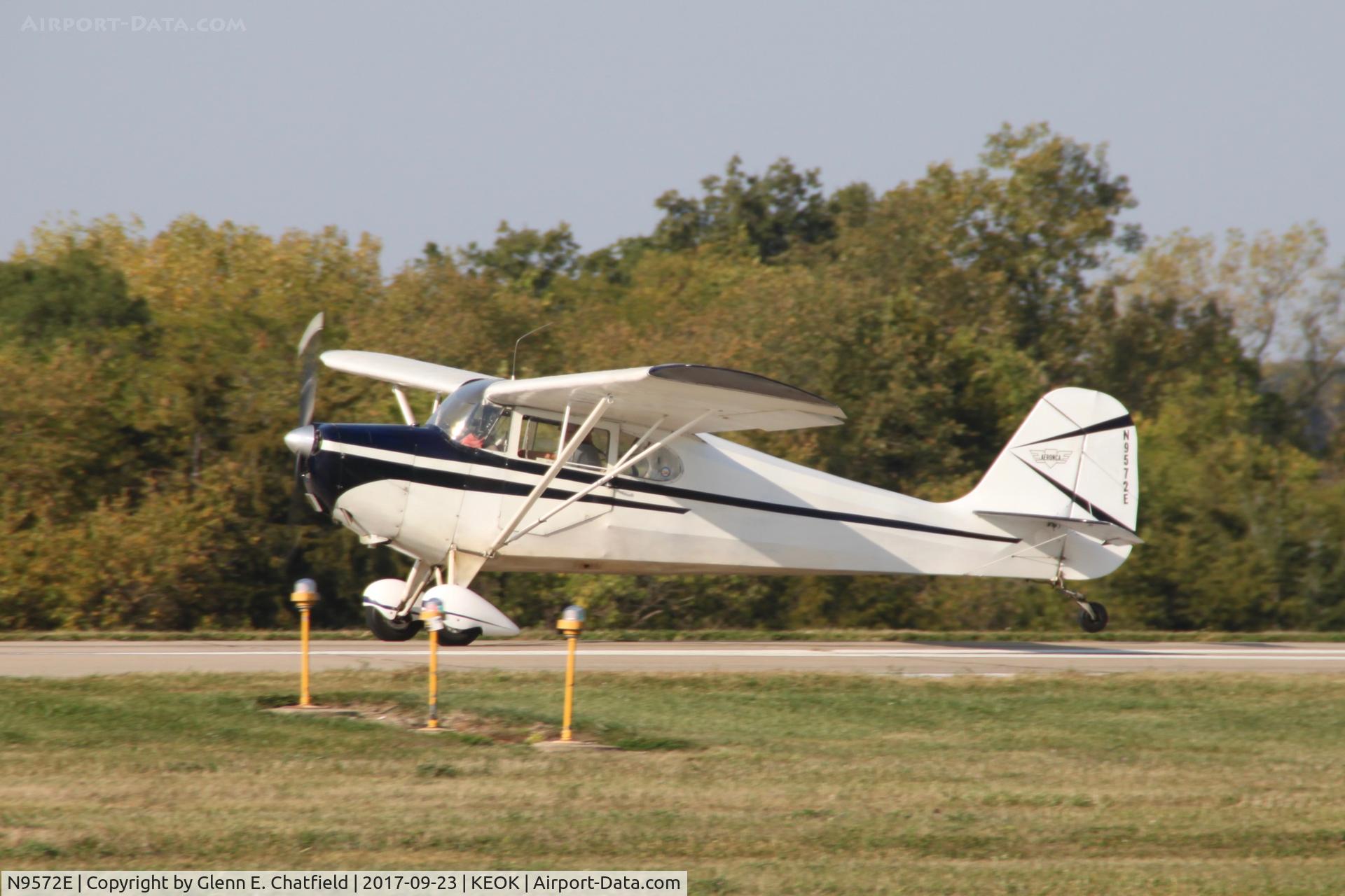 N9572E, 1946 Aeronca 11AC Chief C/N 11AC-1209, Departing the fly in