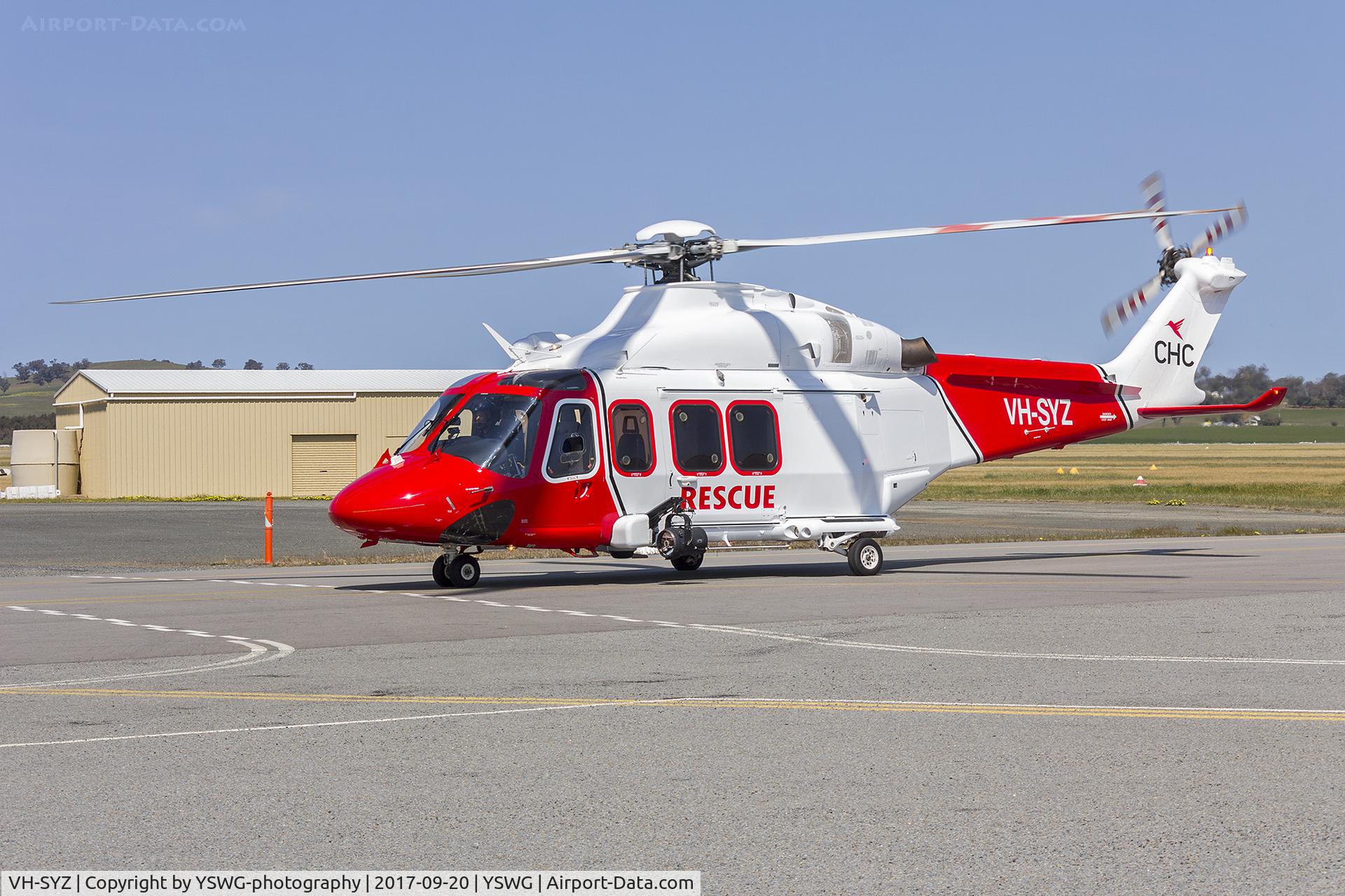 VH-SYZ, 2008 AgustaWestland AW-139 C/N 31155, Lloyd Off-Shore Helicopters (VH-SYZ) AgustaWestland AW139 taxiing at Wagga Wagga Airport.