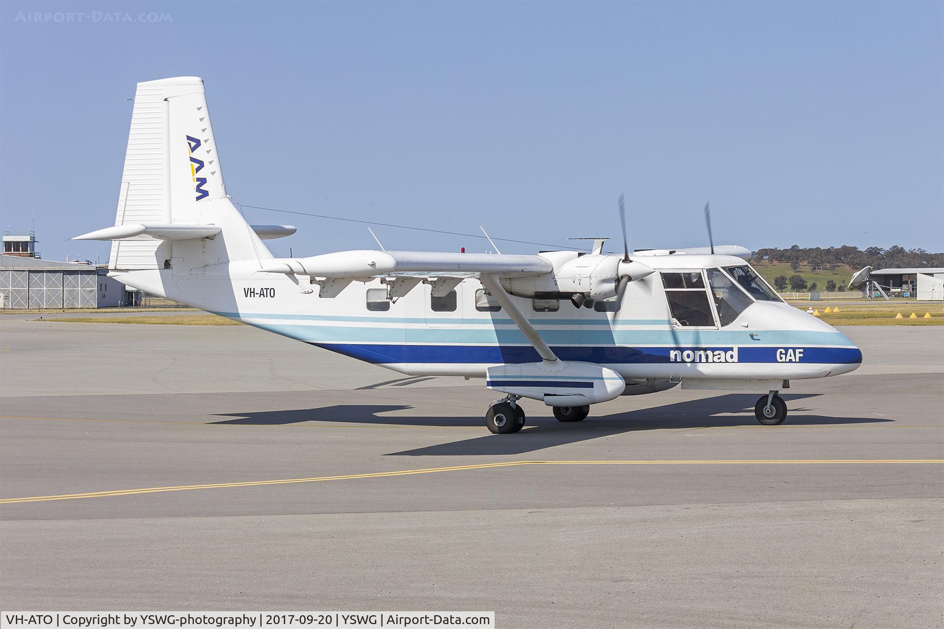 VH-ATO, 1979 GAF N22B Nomad C/N N22B-108, Bayswater Road Aerial Surveys/Australian Aerial Mapping (VH-ATO) GAF N22C Nomad at Wagga Wagga Airport.