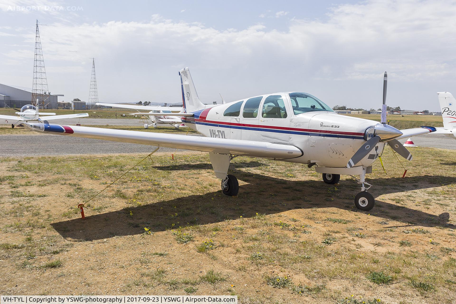 VH-TYL, 1968 Beech E33 Bonanza C/N CD-1151, Beech E33 Bonanza (VH-TYL) on display during the Wagga City Aero Club open day at Wagga Wagga Airport