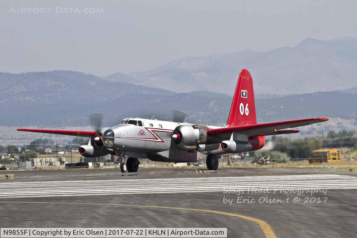 N9855F, 1954 Lockheed P2V-5F Neptune C/N 426-5326, Lockheed P2V getting ready to depart Helena during a very busy fire season for another run on a fire.