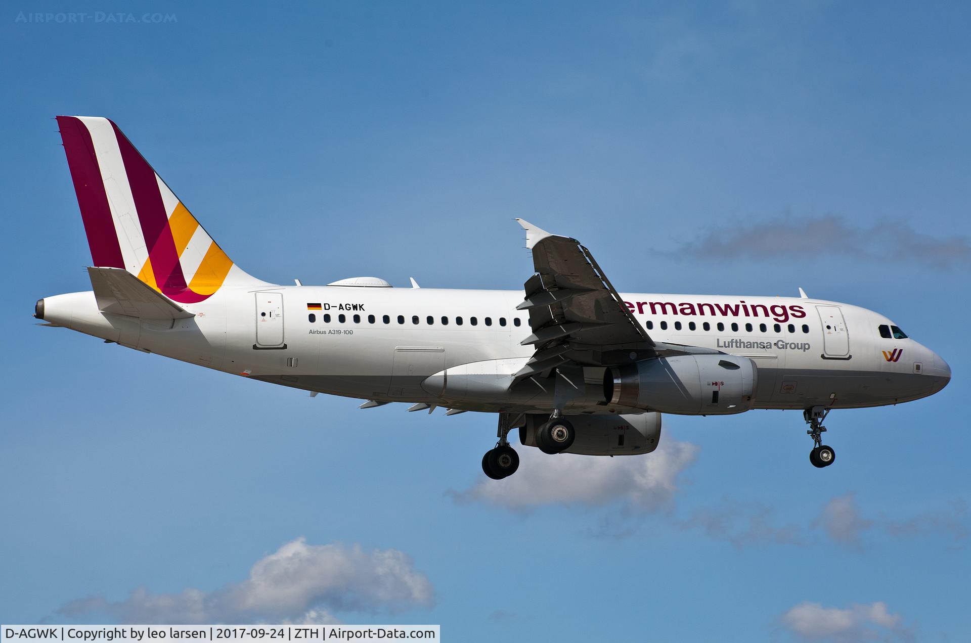 D-AGWK, 2008 Airbus A319-132 C/N 3500, Zakynthos Greece short final to R-34 24.9.2017