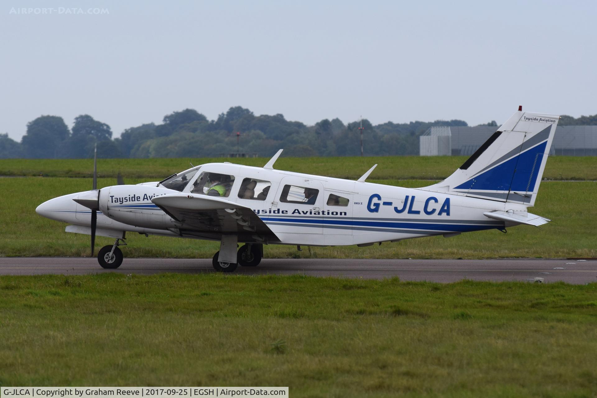 G-JLCA, 1978 Piper PA-34-200T Seneca II C/N 34-7870428, Departing from Norwich.