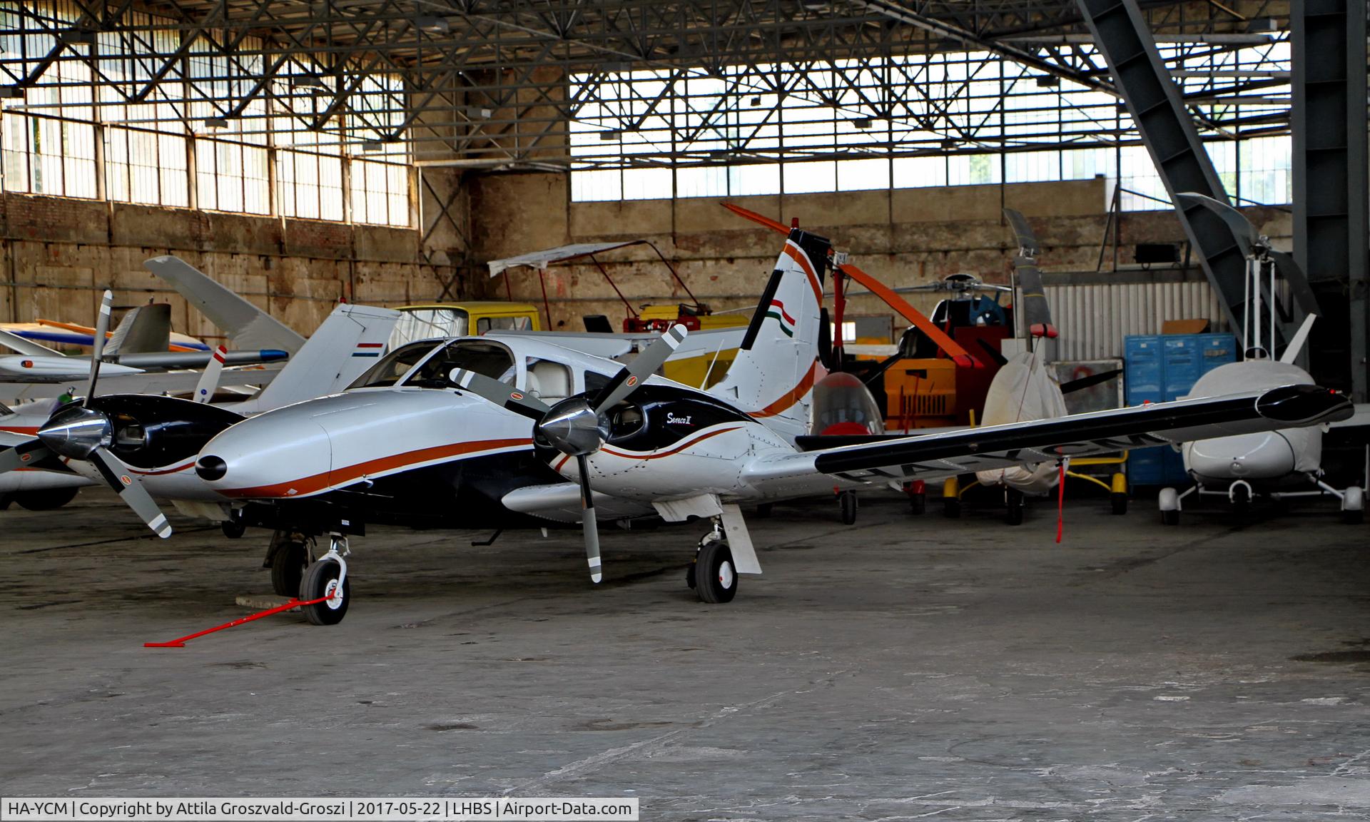 HA-YCM, 1978 Piper PA-34-200T Seneca II C/N 34-7870177, Budaörs Airport, in the hangar, Hungary