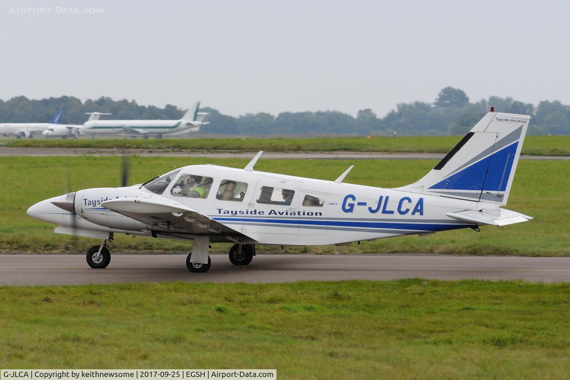 G-JLCA, 1978 Piper PA-34-200T Seneca II C/N 34-7870428, Leaving Norwich for Dundee.