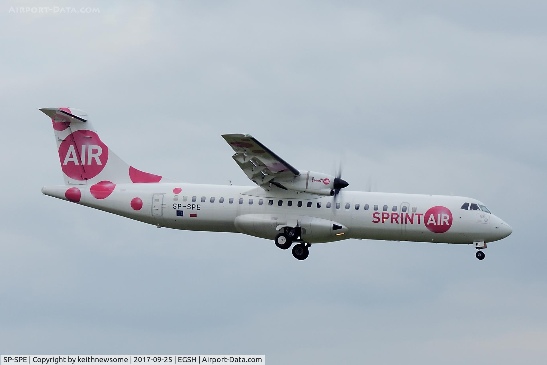 SP-SPE, 1995 ATR 72-202 C/N 441, Arriving to collect Norwich City Football Club.