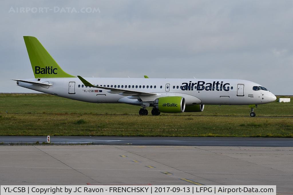 YL-CSB, 2016 Bombardier CSeries CS300 (BD-500-1A11) C/N 55004, BT693 Air Baltic from Riga near terminal 1 taxiway Delta