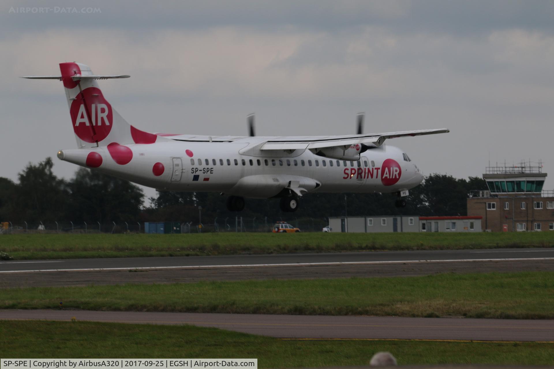 SP-SPE, 1995 ATR 72-202 C/N 441, Arriving to collect the Norwich City football team