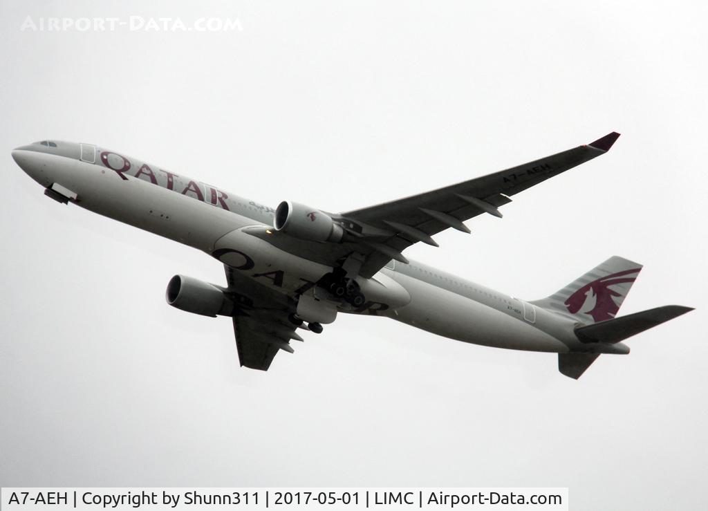 A7-AEH, 2006 Airbus A330-302 C/N 789, Climbing after take off @ MXP and taken from T2