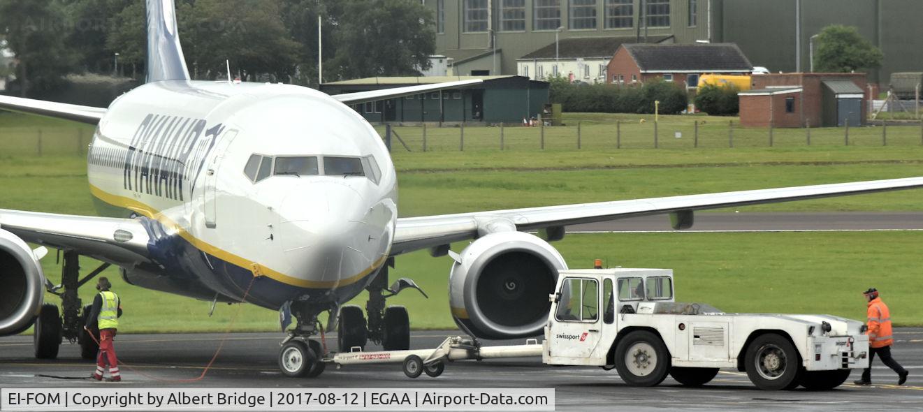 EI-FOM, 2016 Boeing 737-8AS C/N 44720, Belfast International.  EI-FOM push-back before departure to Gdansk.