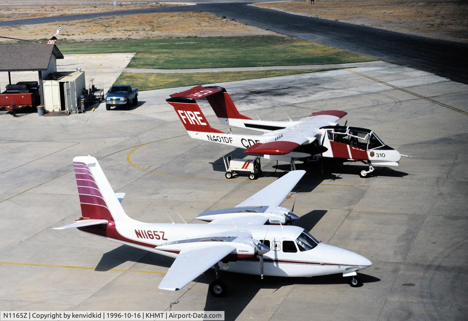 N1165Z, 1965 Aero Commander 500B Commander C/N 1555-198, As seen from the Hemet tower.