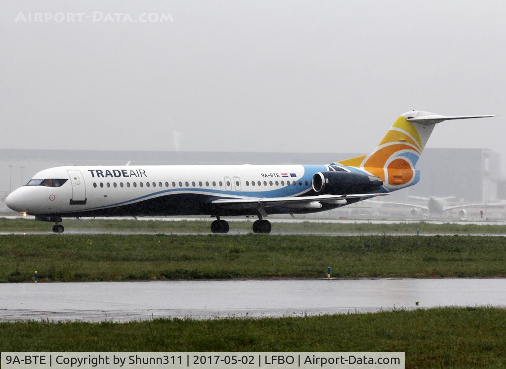 9A-BTE, 1992 Fokker 100 (F-28-0100) C/N 11416, Taxiing holding point rwy 32R for departure...